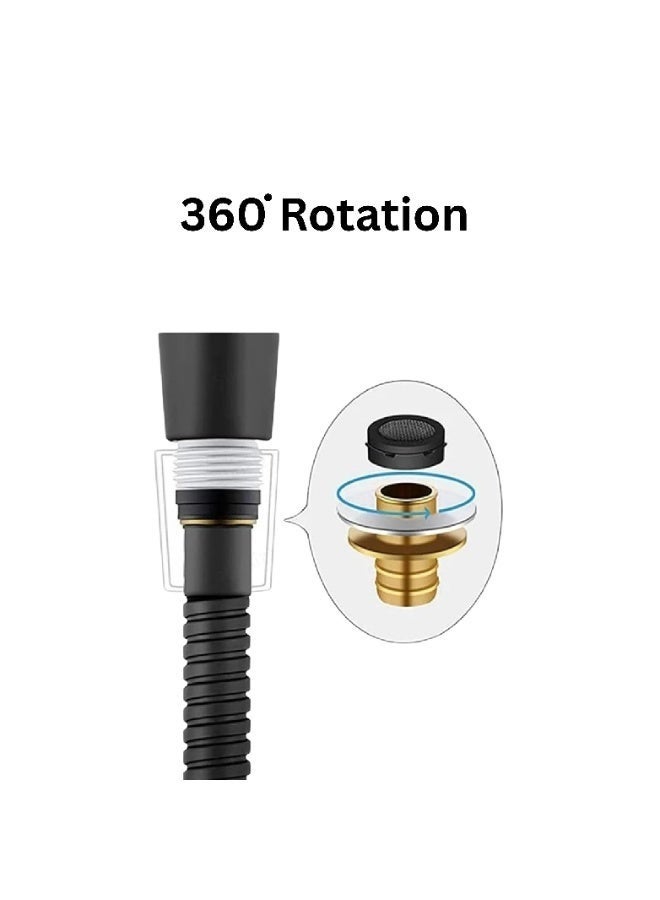 HOMESTAR Shower Hose Bidet Hose, 150 cm Stainless Steel Shower Head Hose, Bidet Hose, 360°Anti-twist Shower Pipe, Black - Image 4